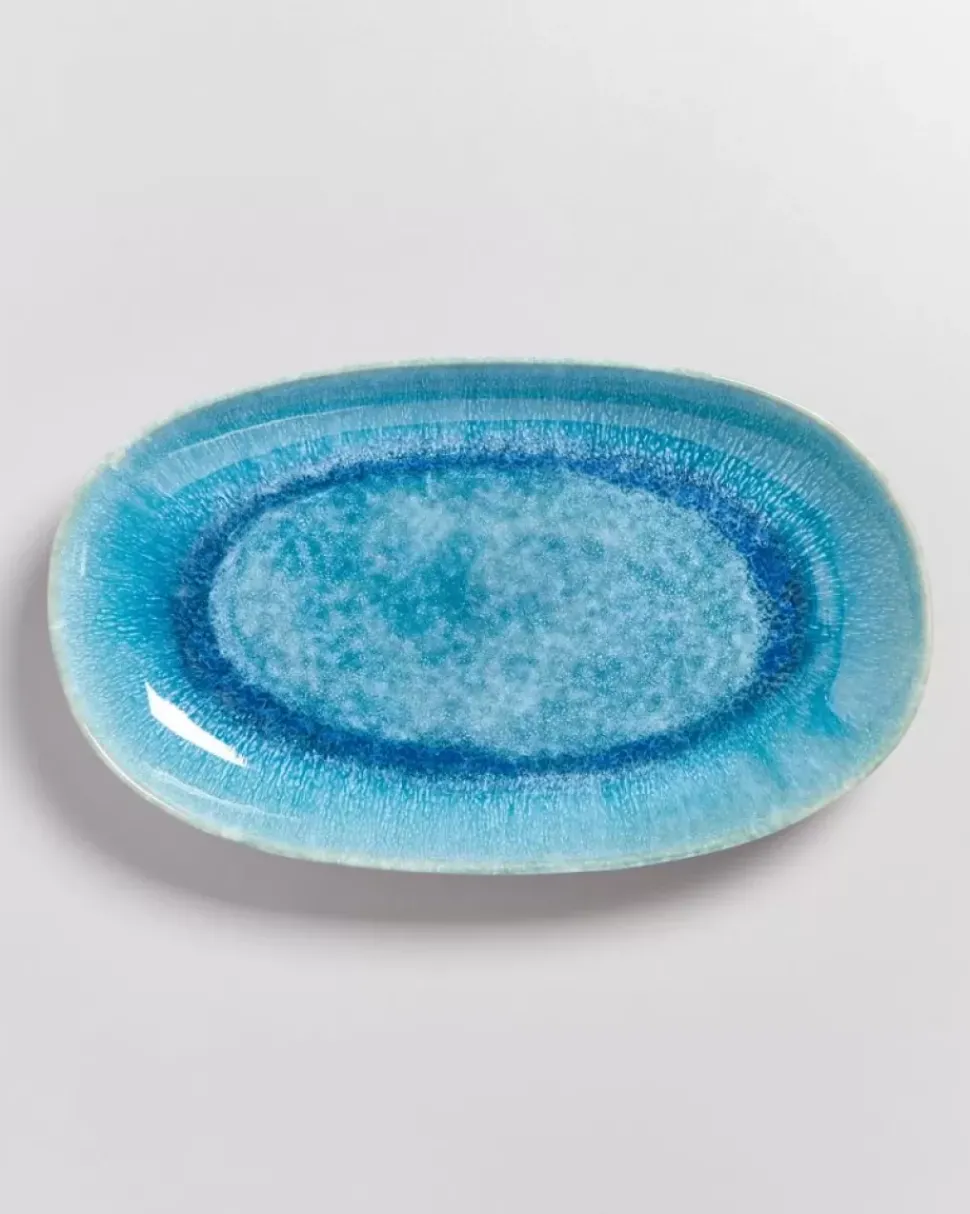 Alcachofra Servierplatte L Grunblau