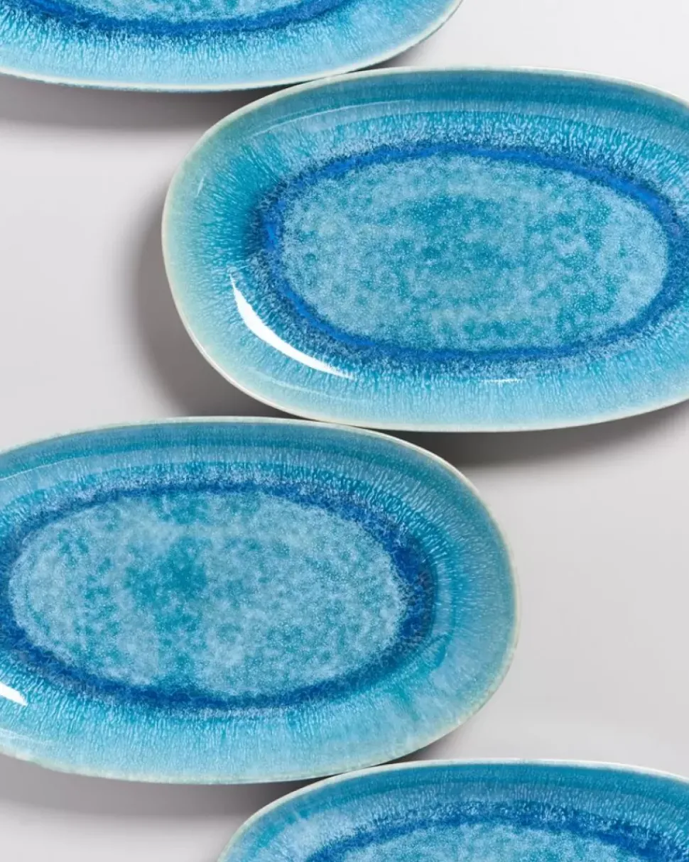 Alcachofra Servierplatte L Grunblau