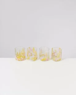 Alegria 4Er Set Glas Klein Big Drops Rosa Gelb