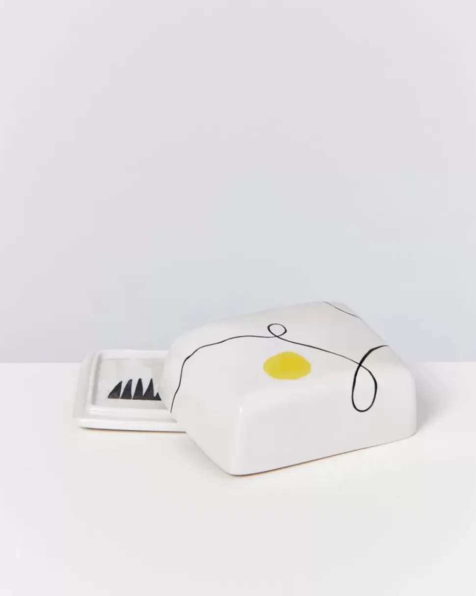 Alojamento Butterdose Weis Mit Bemalung