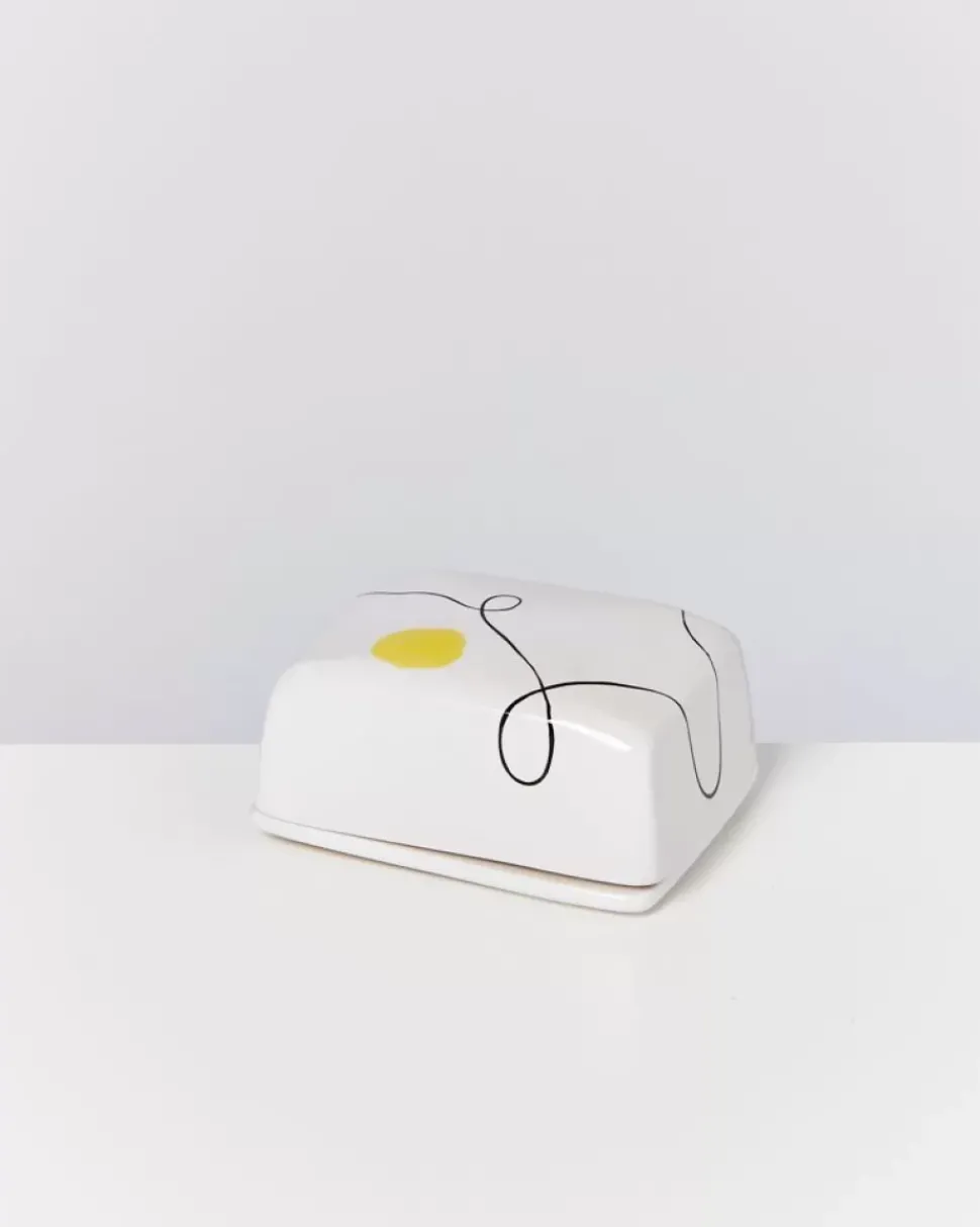 Alojamento Butterdose Weis Mit Bemalung