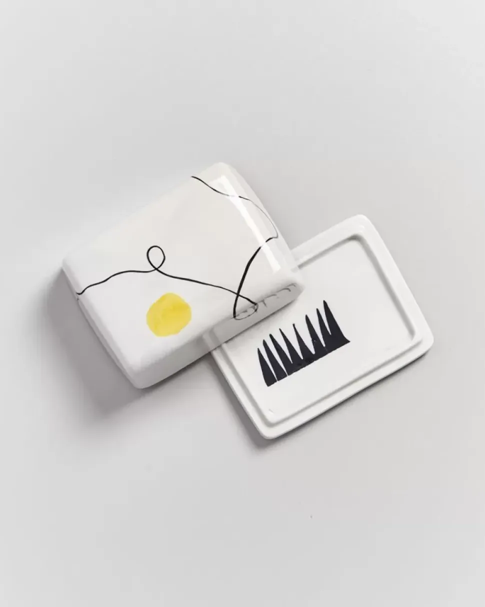 Alojamento Butterdose Weis Mit Bemalung