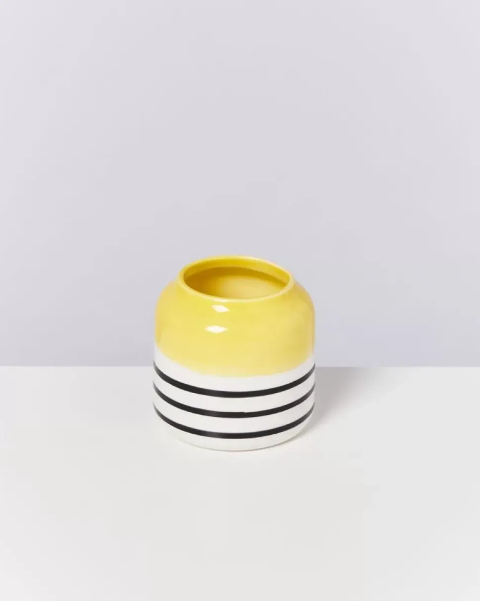 Bebe Vase Gelb Schwarz Gestreift
