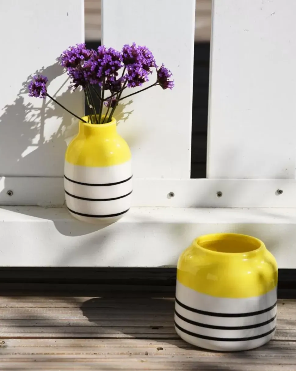 Bebe Vase Gelb Schwarz Gestreift
