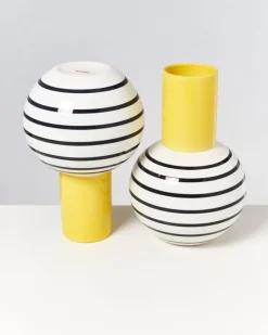 Bola Vase L Gelb Schwarz Gestreift