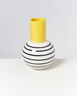 Bola Vase L Gelb Schwarz Gestreift