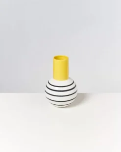 Bola Vase M Gelb Schwarz Gestreift