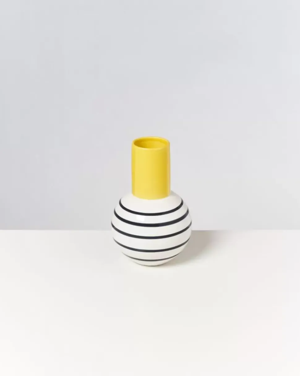 Bola Vase M Gelb Schwarz Gestreift