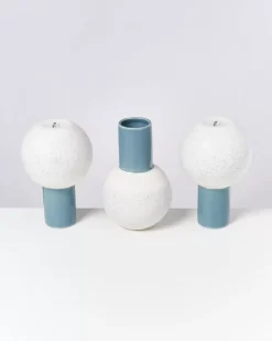 Bola Vase M Graublau Gesprenkelt