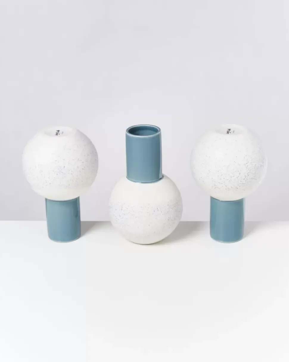 Bola Vase M Graublau Gesprenkelt