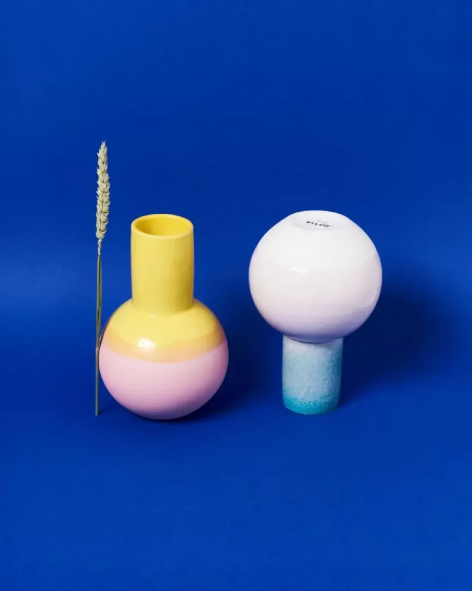 Bola Vase M Grun Rosa Gesprenkelt