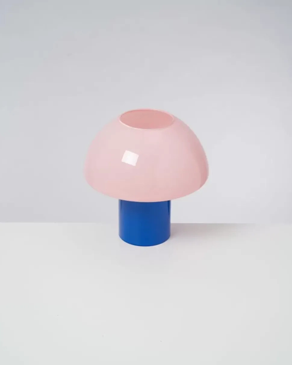 Cogumelo Glaslampe Rosa Blau
