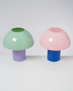 Cogumelo Glaslampe Rosa Blau