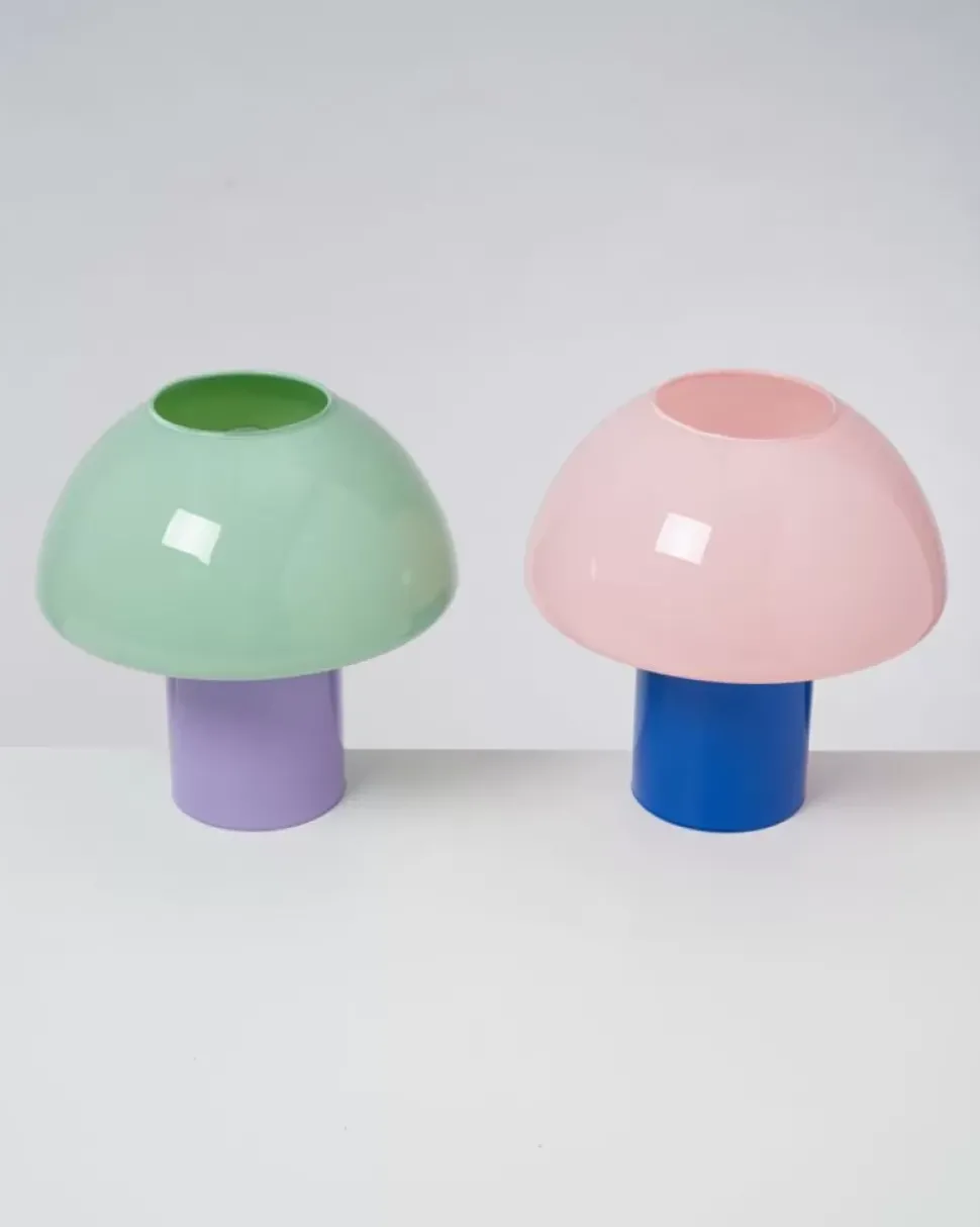Cogumelo Glaslampe Rosa Blau