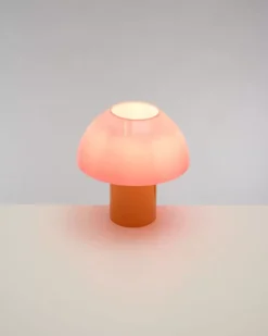 Cogumelo Glaslampe Rosa Gelb