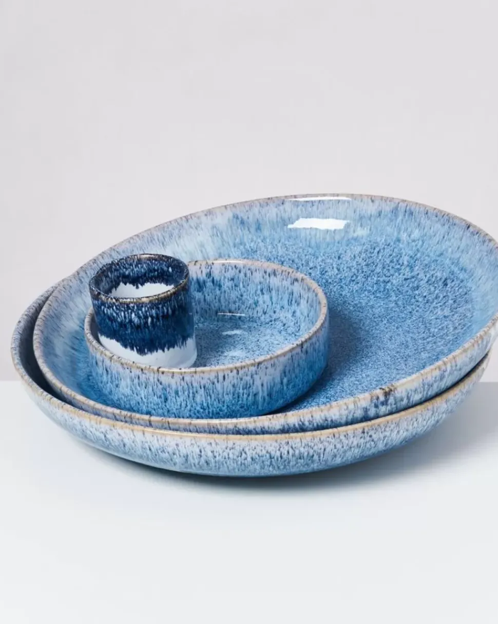 Cordoama Servierschale Gros Flach Blau Gesprenkelt