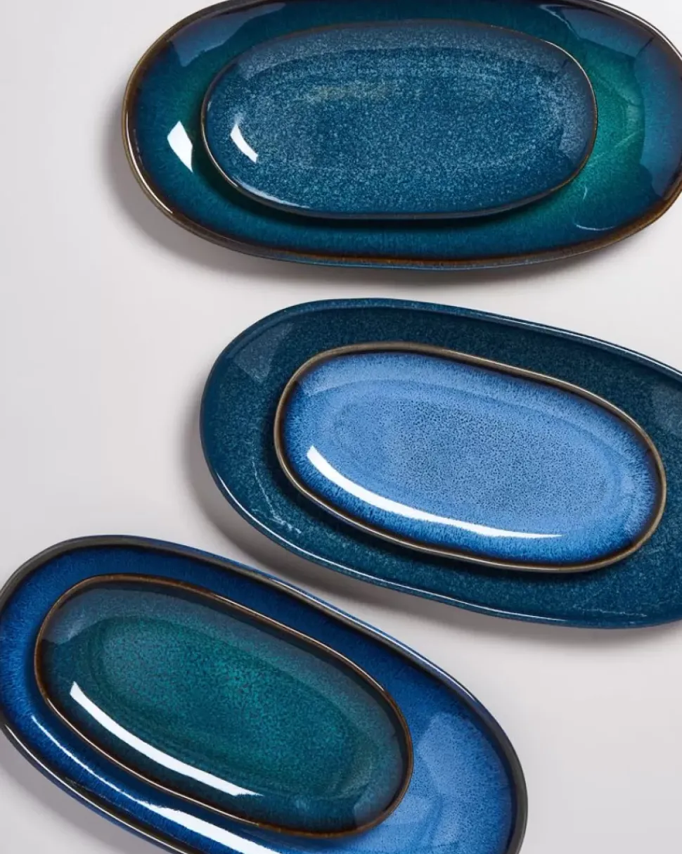 Melides Servierplatte L Navygreen