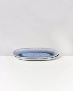 Melides Servierplatte L Stoneblue