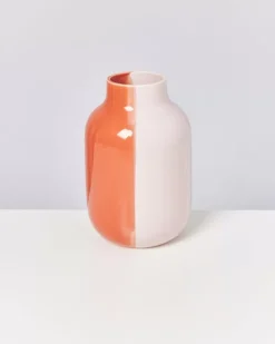 Nuno Vase L Half Coral Rose