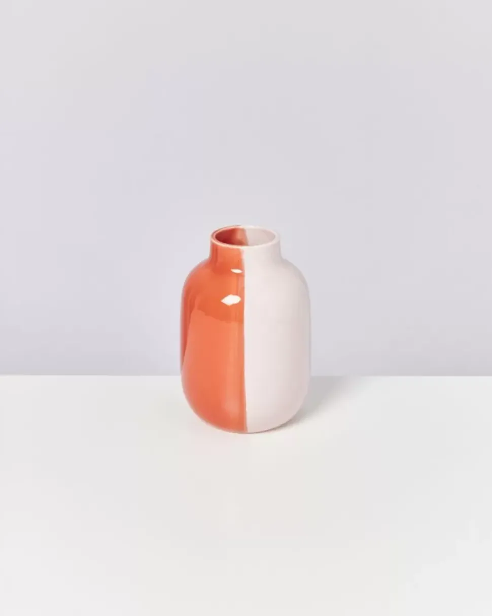 Nuno Vase M Half Coral Rose