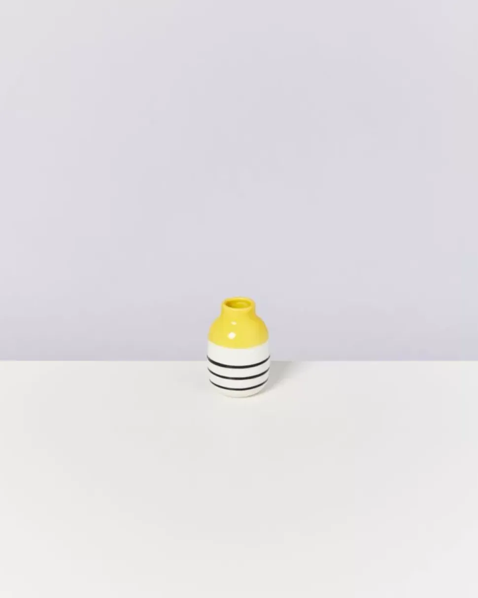 Nuno Vase S Gelb Schwarz Gestreift