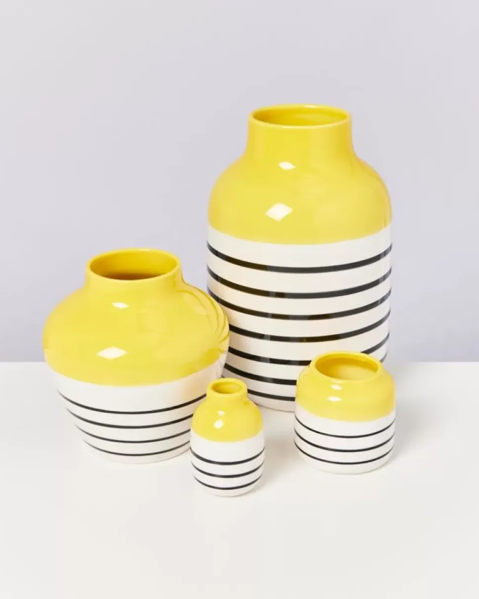 Nuno Vase S Gelb Schwarz Gestreift