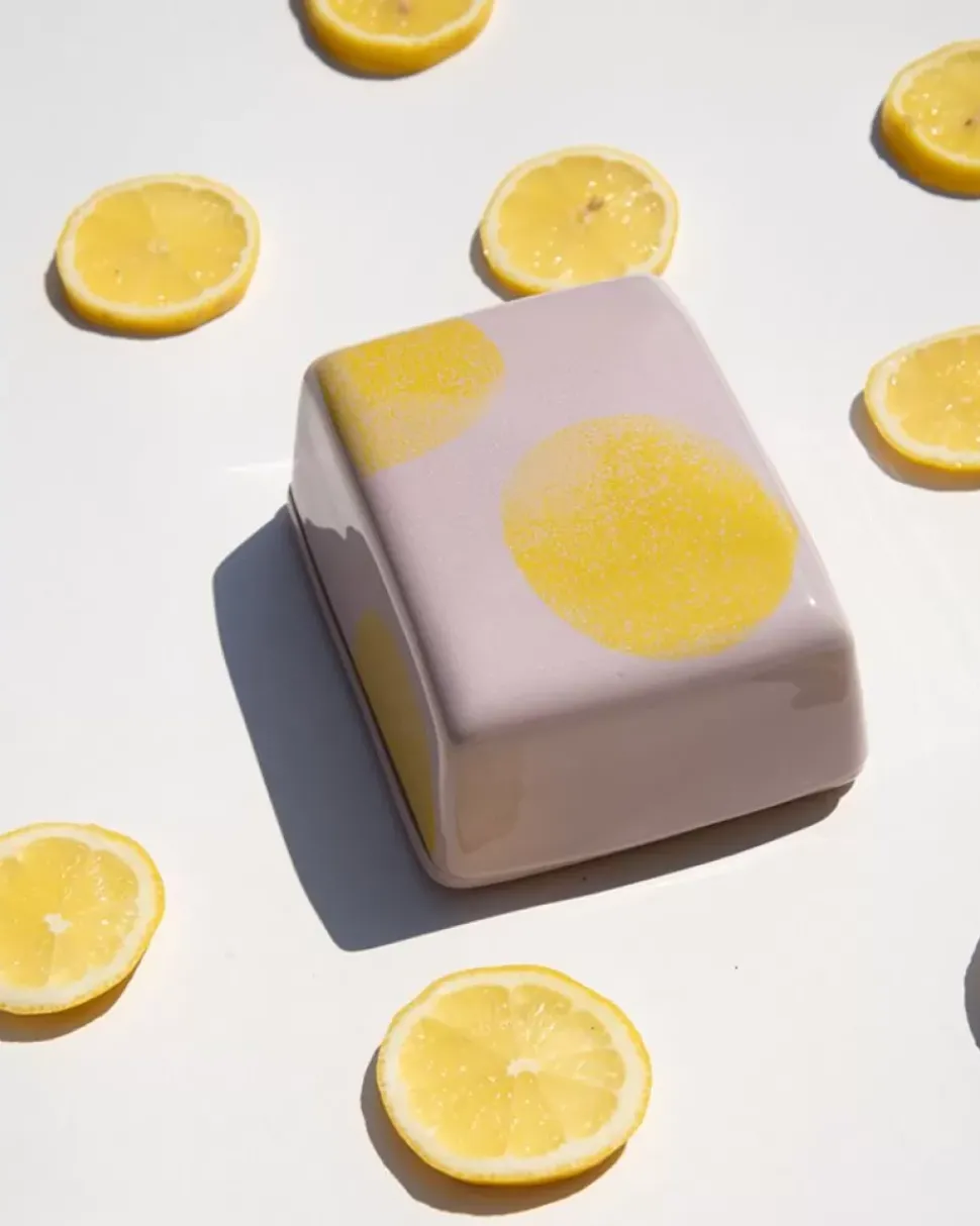 Seia Butterdose Rosa Gelb Gepunktet