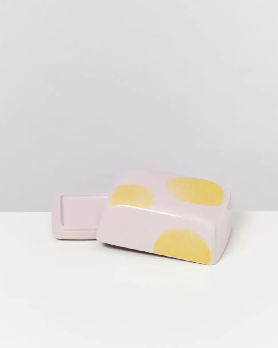 Seia Butterdose Rosa Gelb Gepunktet