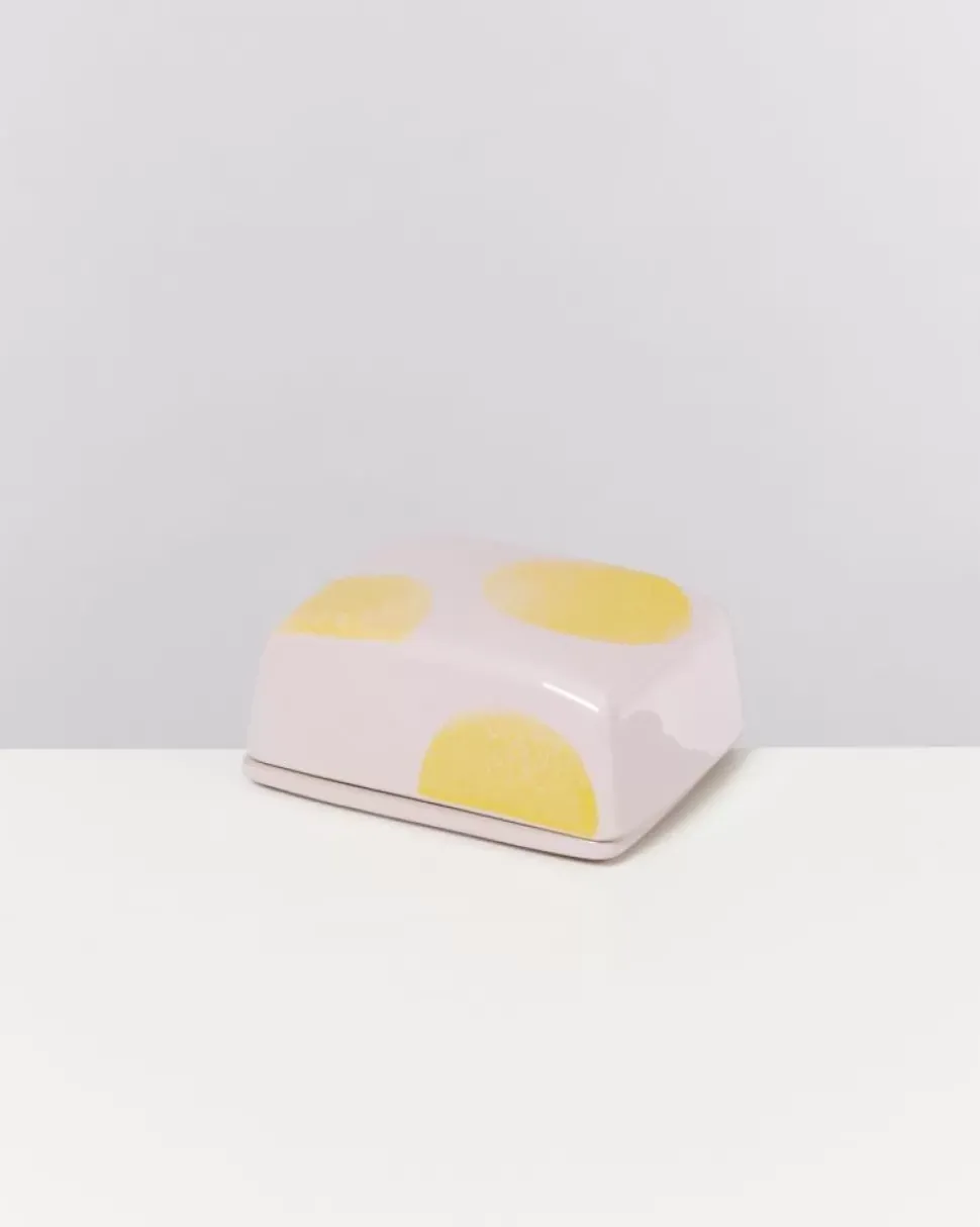 Seia Butterdose Rosa Gelb Gepunktet